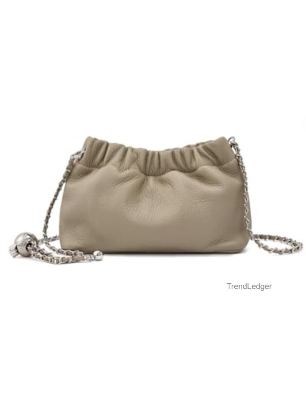 Full-Grain Leather Crossbody Bag for Women Ruched Hobo Clutch Handbag
